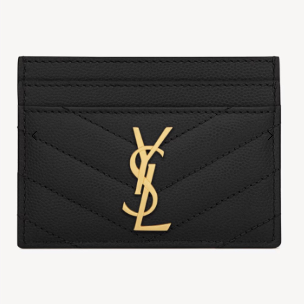 Saint Laurent | Monogram Quilted Leather Cardholder | Black & Gold